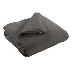 Edredon ou Bout de lit "Gaïa" toutes dimensions "Gaze de Coton" - Gaia Granit - 180 x 240 cm>L'Effet Papillon Outlet