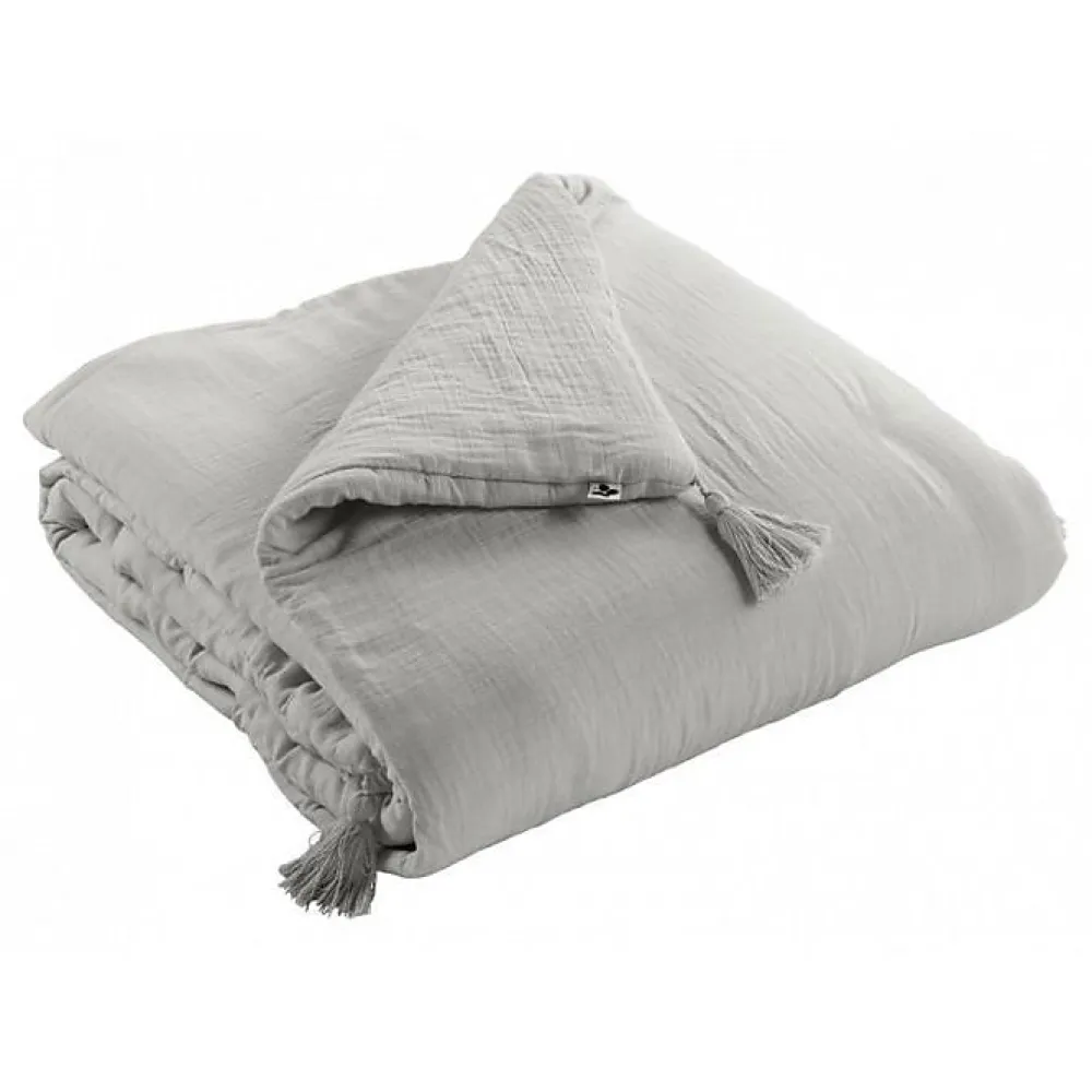 Edredon ou Bout de lit "Gaïa" toutes dimensions "Gaze de Coton" - Gaïa Nuage - 150 x 150 cm>L'Effet Papillon Discount