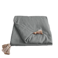 Edredon Panama avec pompons en jute (90x190 cm - Gris clair)>Home Maison Clearance