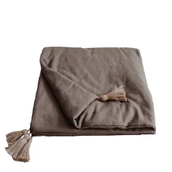 Home Maison Edredon Panama avec pompons en jute (90x190 cm - Taupe)* Boutis, Couvre-Lit, Édredon