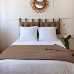Home Maison Edredon Panama avec pompons en jute (90x190 cm - Taupe)* Boutis, Couvre-Lit, Édredon