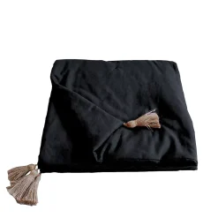 Home Maison Edredon Panama avec pompons en jute (90x190 cm - Noir)* Boutis, Couvre-Lit, Édredon