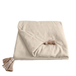 Home Maison Edredon Panama avec pompons en jute (90x190 cm - Ecru)* Boutis, Couvre-Lit, Édredon