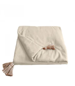 Home Maison Edredon Panama avec pompons en jute (90x190 cm - Ecru)* Boutis, Couvre-Lit, Édredon