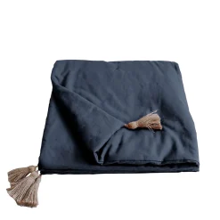 Edredon Panama avec pompons en jute (90x190 cm - Gris Foncé)>Enjoy Home Discount
