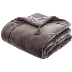 Atmosphera Créateur D'Intérieur Edredon Sonia en velours - gris 80x180 cm - Atmosphera* Boutis, Couvre-Lit, Édredon
