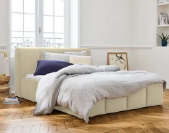Lisa Design Elysia - lit coffre - 140x190 - en velours - sommier inclus -* Lit Coffre