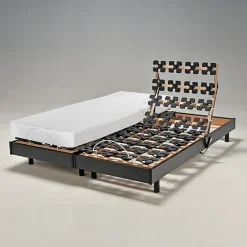 Ensemble 2 sommiers relaxation électrique FLEXPALACE 80x200 + 2 matelas mémoire de forme / Noir><noscript><img width=