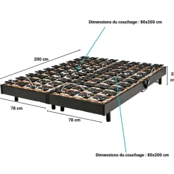 Ensemble 2 sommiers relaxation électrique FLEXPALACE 80x200 + 2 matelas mémoire de forme / Noir><noscript><img width=