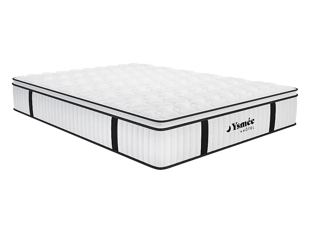 Vente-unique Ensemble 140 x 190 cm sommier + matelas anti-feu ressorts ensachés et surmatelas intégré ép.28 cm - DELICE de YSMÉE HÔTEL* Ensemble Sommier Et Matelas
