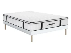 Vente-unique Ensemble 140 x 190 cm sommier + matelas anti-feu ressorts ensachés et surmatelas intégré ép.28 cm - DELICE de YSMÉE HÔTEL* Ensemble Sommier Et Matelas