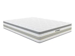 Vente-unique Ensemble 140 x 190 cm sommier coffre blanc + matelas ressorts ensachés et surmatelas intégré ép.29cm - CANTERBURY de YSMÉE* Ensemble Sommier Et Matelas