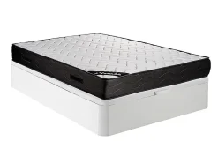 Ensemble 160 x 200 cm sommier coffre blanc + matelas ressorts ensachés 7 zones et mémoire de forme ép.24cm - MERISI de YSMÉE>Vente-unique Hot