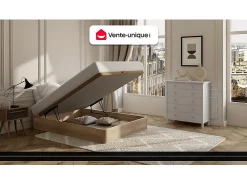 Ensemble 160 x 200 cm sommier coffre blanc + matelas ressorts ensachés 7 zones et mémoire de forme ép.24cm - MERISI de YSMÉE>Vente-unique Hot