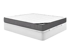 Vente-unique Ensemble 180 x 200 cm sommier coffre blanc + matelas hybride ressorts ensachés 7 zones et mousse haute résilience ép.26cm - AUDACE* Ensemble Sommier Et Matelas