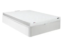 Ensemble 140 x 190 cm sommier coffre blanc + matelas mousse ép.15cm - ZEUS de YSMÉE>Vente-unique Discount