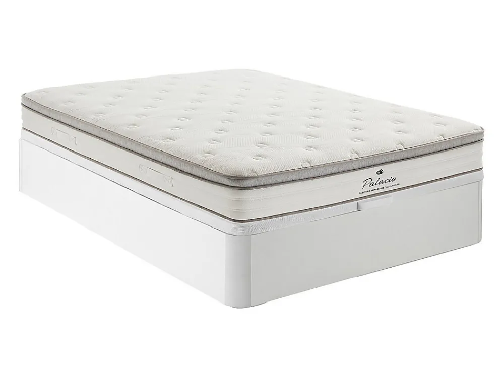 Ensemble 140 x 190 cm sommier coffre blanc + matelas ressorts ensachés 7 zones accueil TPE ép.28cm - ONEBIA de PALACIO>Vente-unique Online