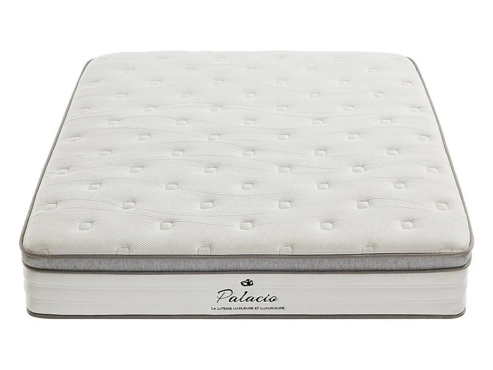 Ensemble 140 x 190 cm sommier coffre blanc + matelas ressorts ensachés 7 zones accueil TPE ép.28cm - ONEBIA de PALACIO>Vente-unique Online