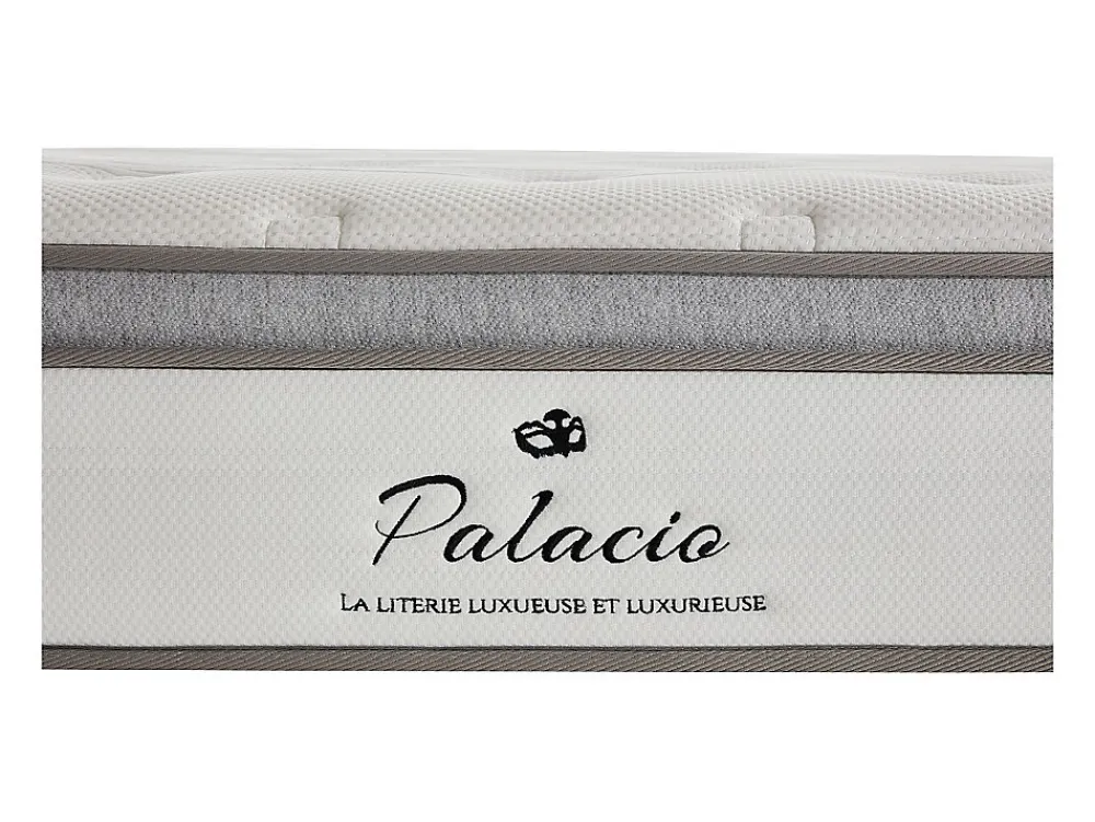Ensemble 140 x 190 cm sommier coffre blanc + matelas ressorts ensachés 7 zones accueil TPE ép.28cm - ONEBIA de PALACIO>Vente-unique Online