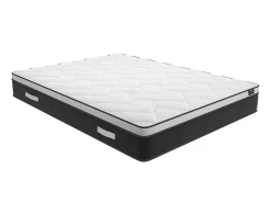 Ensemble 160 x 200 cm sommier coffre blanc + matelas hybride ressorts ensachés et mémoire de forme ép.25cm - ASTRIA Art Collection><noscript><img width=