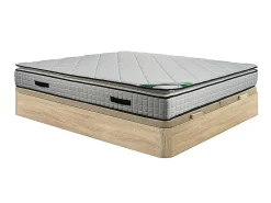Ensemble 180 x 200 cm sommier coffre naturel clair + matelas mousse et coutil bambou ép.23cm - ADANA de NATUREA>Vente-unique Online