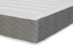 Ensemble 160 x 200 cm sommier coffre avec tiroir naturel clair + matelas mousse HD mémoire de forme et tissu 3D respirant ép.18cm><noscript><img width=