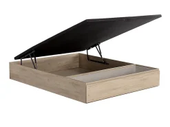 Ensemble 160 x 200 cm sommier coffre avec tiroir naturel clair + matelas mousse HD mémoire de forme et tissu 3D respirant ép.18cm><noscript><img width=
