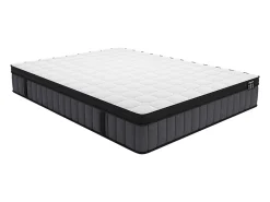 Vente-unique Ensemble 160 x 200 cm sommier coffre blanc + matelas hybride ressorts ensachés 7 zones et gel à mémoire de forme ép.25cm - TOLCA* Ensemble Sommier Et Matelas