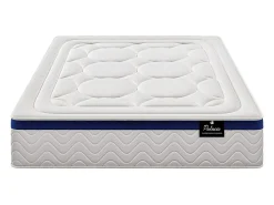 Ensemble 180 x 200 cm sommier coffre naturel clair + matelas hybride ressorts ensachés ép.30cm - MARQUIS de PALACIO><noscript><img width=