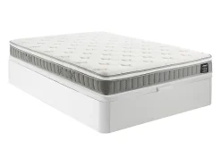 Vente-unique Ensemble 140 x 190 cm sommier coffre blanc + matelas ressorts ensachés et accueil mémoire de forme ép.21cm - VITOGO de YSMÉE* Ensemble Sommier Et Matelas