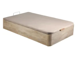 Ensemble 90 x 190 cm sommier coffre naturel clair + matelas mousse et coutil bambou ép.15cm - KANANI de NATUREA><noscript><img width=