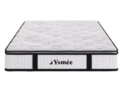 Vente-unique Ensemble 140 x 190 cm sommier coffre naturel clair + matelas ressorts ensachés surmatelas intégré ép.28cm - AMERICAN DREAM de* Ensemble Sommier Et Matelas