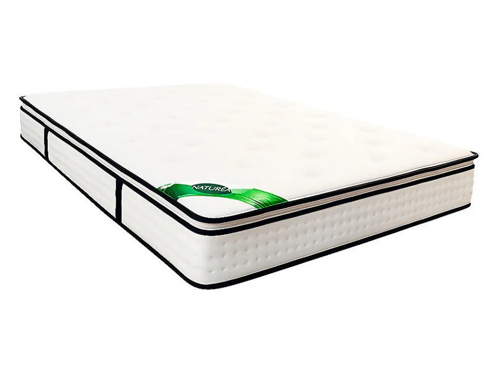 Vente-unique Ensemble 160 x 200 cm sommier tapissier + matelas ressorts ensachés 7 zones surmatelas intégré et coutil bambou ép.26cm - MIREZA* Ensemble Sommier Et Matelas