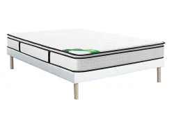 Vente-unique Ensemble 160 x 200 cm sommier tapissier + matelas ressorts ensachés 7 zones surmatelas intégré et coutil bambou ép.26cm - MIREZA* Ensemble Sommier Et Matelas