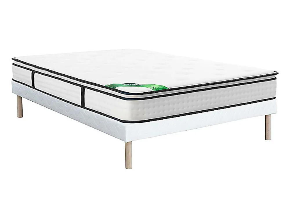 Vente-unique Ensemble 160 x 200 cm sommier tapissier + matelas ressorts ensachés 7 zones surmatelas intégré et coutil bambou ép.26cm - MIREZA* Ensemble Sommier Et Matelas