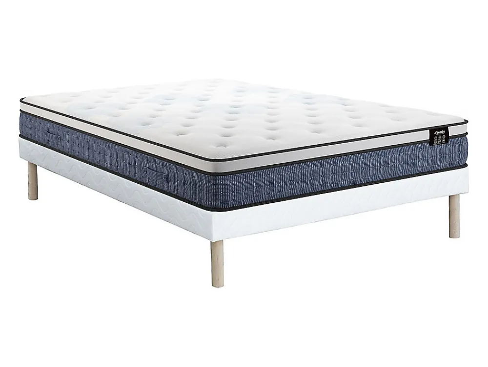 Vente-unique Ensemble 140 x 190 cm sommier tapissier + matelas ressorts ensachés 7 zones et accueil gel à mémoire de forme ép.23cm - VARNO de* Ensemble Sommier Et Matelas