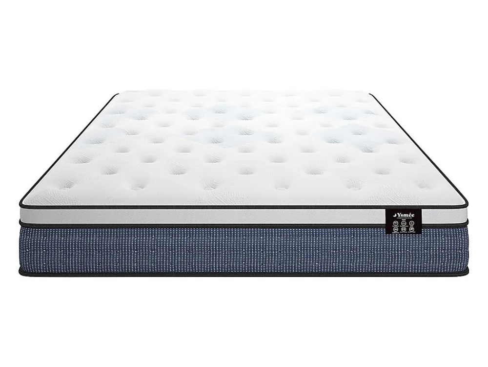 Vente-unique Ensemble 140 x 190 cm sommier tapissier + matelas ressorts ensachés 7 zones et accueil gel à mémoire de forme ép.23cm - VARNO de* Ensemble Sommier Et Matelas