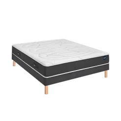 Ensemble ULTIMUM + Sommier confort ferme vigoroso deco + pieds 180x200 Jersey Gris foncé Mousse>Bultex Best