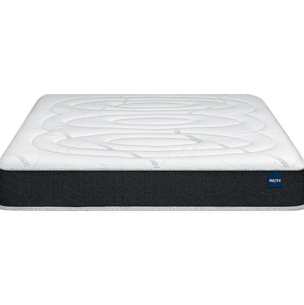 Ensemble ULTIMUM + Sommier confort ferme vigoroso deco + pieds 180x200 Jersey Gris foncé Mousse>Bultex Best