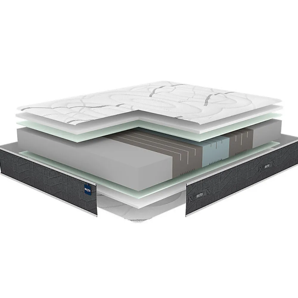 Ensemble ULTIMUM + Sommier confort ferme vigoroso deco + pieds 180x200 Jersey Gris foncé Mousse>Bultex Best