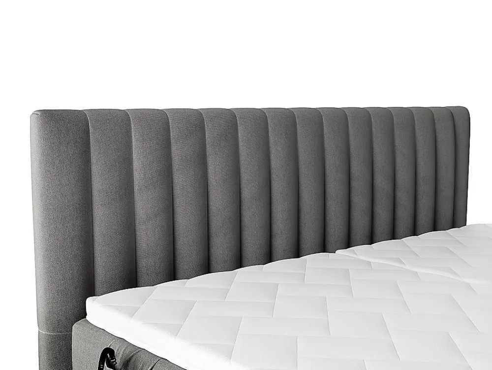 Ensemble complet boxspring tête de lit coutures verticales + sommiers relaxation électrique + matelas + surmatelas - 2 x 80 x 200>Vente-unique Clearance