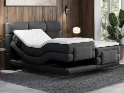 Ensemble complet boxspring tête de lit capitonnée + sommiers relaxation électrique + matelas + surmatelas - 2 x 80 x 200 cm ->Vente-unique Sale