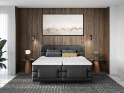 Ensemble complet boxspring tête de lit capitonnée + sommiers relaxation électrique + matelas + surmatelas - 2 x 80 x 200 cm -><noscript><img width=