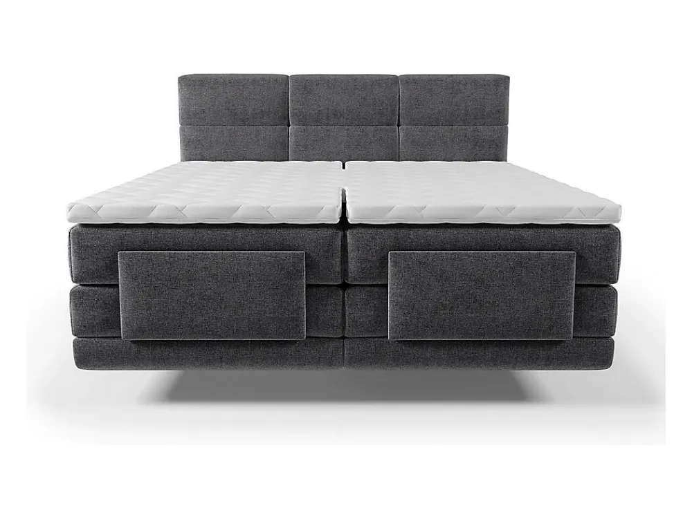 Ensemble complet boxspring tête de lit capitonnée + sommiers relaxation électrique + matelas + surmatelas - 2 x 80 x 200 cm ->Vente-unique Sale