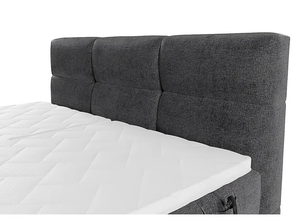 Ensemble complet boxspring tête de lit capitonnée + sommiers relaxation électrique + matelas + surmatelas - 2 x 80 x 200 cm ->Vente-unique Sale