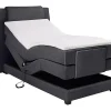 Ensemble complet boxspring tête de lit + sommiers relaxation électrique + matelas + surmatelas - 100 x 200 cm - Tissu - Anthracite>Vente-unique Clearance