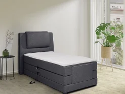Ensemble complet boxspring tête de lit + sommiers relaxation électrique + matelas + surmatelas - 100 x 200 cm - Tissu - Anthracite>Vente-unique Clearance