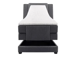 Ensemble complet boxspring tête de lit + sommiers relaxation électrique + matelas + surmatelas - 100 x 200 cm - Tissu - Anthracite><noscript><img width=