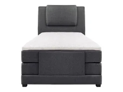 Ensemble complet boxspring tête de lit + sommiers relaxation électrique + matelas + surmatelas - 100 x 200 cm - Tissu - Anthracite><noscript><img width=