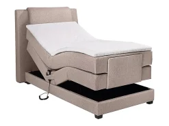 Ensemble complet boxspring tête de lit + sommiers relaxation électrique + matelas + surmatelas - 100 x 200 cm - Tissu - Beige ->Vente-unique Clearance